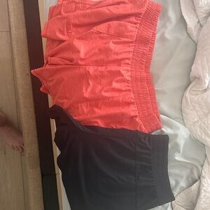 Women's Coral and Black exercise Shorts
